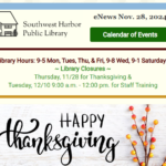 eNews Nov 28 2024 Happy Thanksgiving, Holiday Book Sale & Scallop Raffle and more