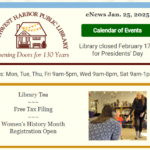 eNews 1/25/25 Library Tea, Free Tax Filing, Women's History Month