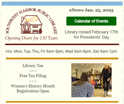 eNews 1/25/25 Library Tea, Free Tax Filing, Women's History Month