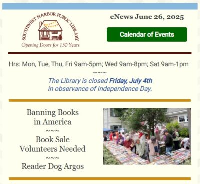 eNews 6/26/25 Banning Books in America, Book Sale Volunteers Needed, Reader Dog Argos